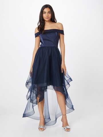 Robe de cocktail Laona en bleu : devant