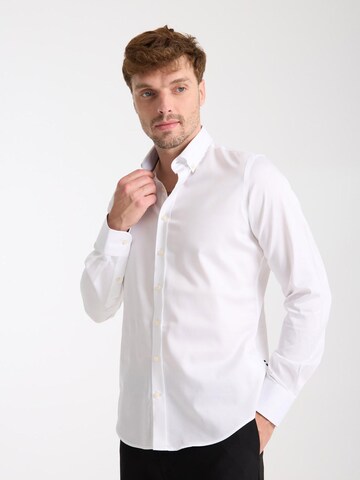 Slim fit Camicia business 'Leonardo' di 7Camicie in bianco