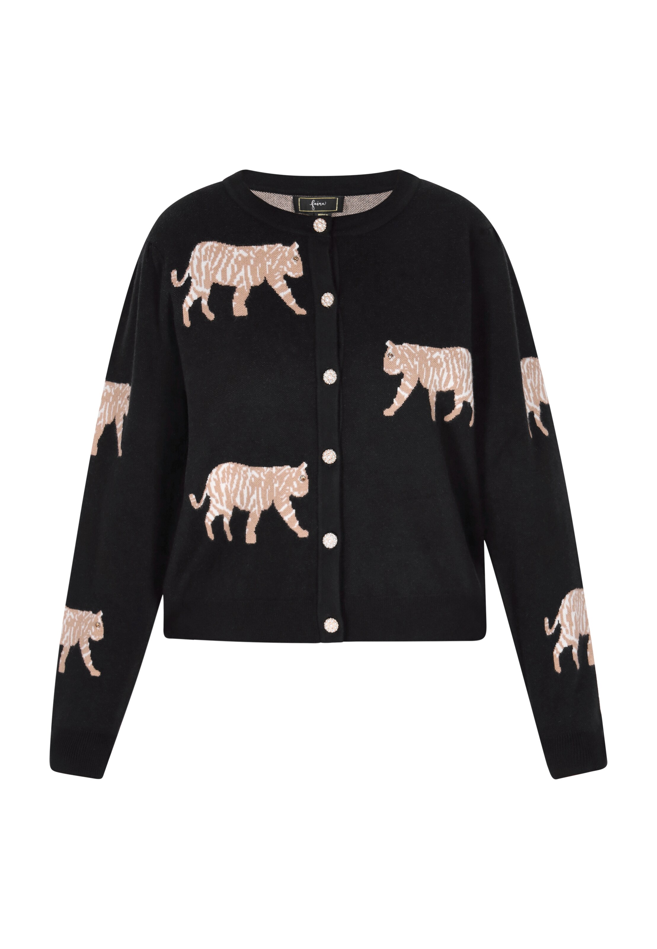 faina Gebreid vest in Zwart: voorkant