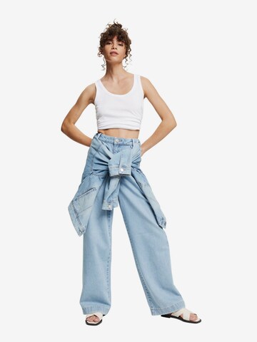 ESPRIT Wide leg Bandplooi jeans in Blauw