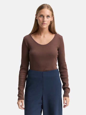 T-shirt TOM TAILOR DENIM en marron : devant