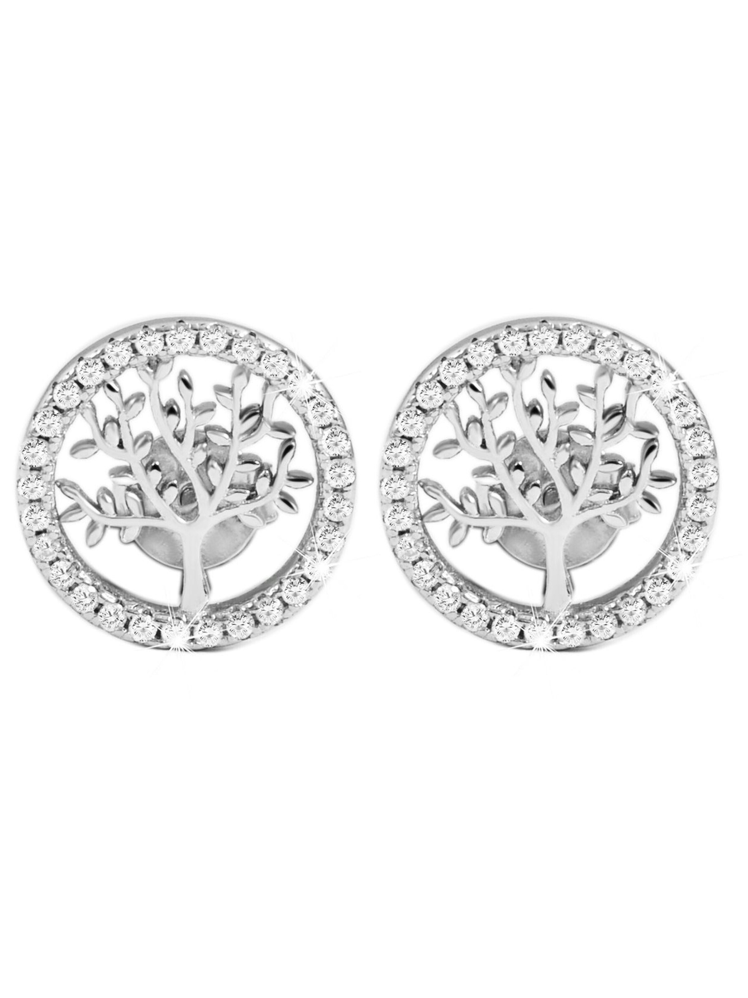 Akzent Earrings '"Minel" aus 925 Sterlingsilber, rhodiniert, langlebig' in Silver