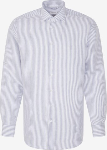 SEIDENSTICKER Regular fit Button Up Shirt 'SMART LINEN' in Blue: front