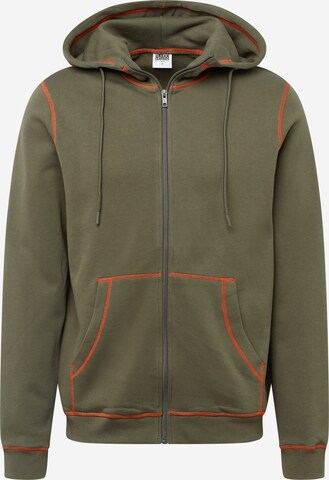 Urban Classics Zip-Up Hoodie in Green: front