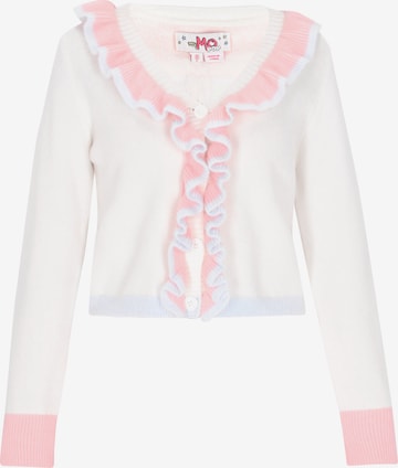 MYMO Knit Cardigan 'Back To School' in White: front