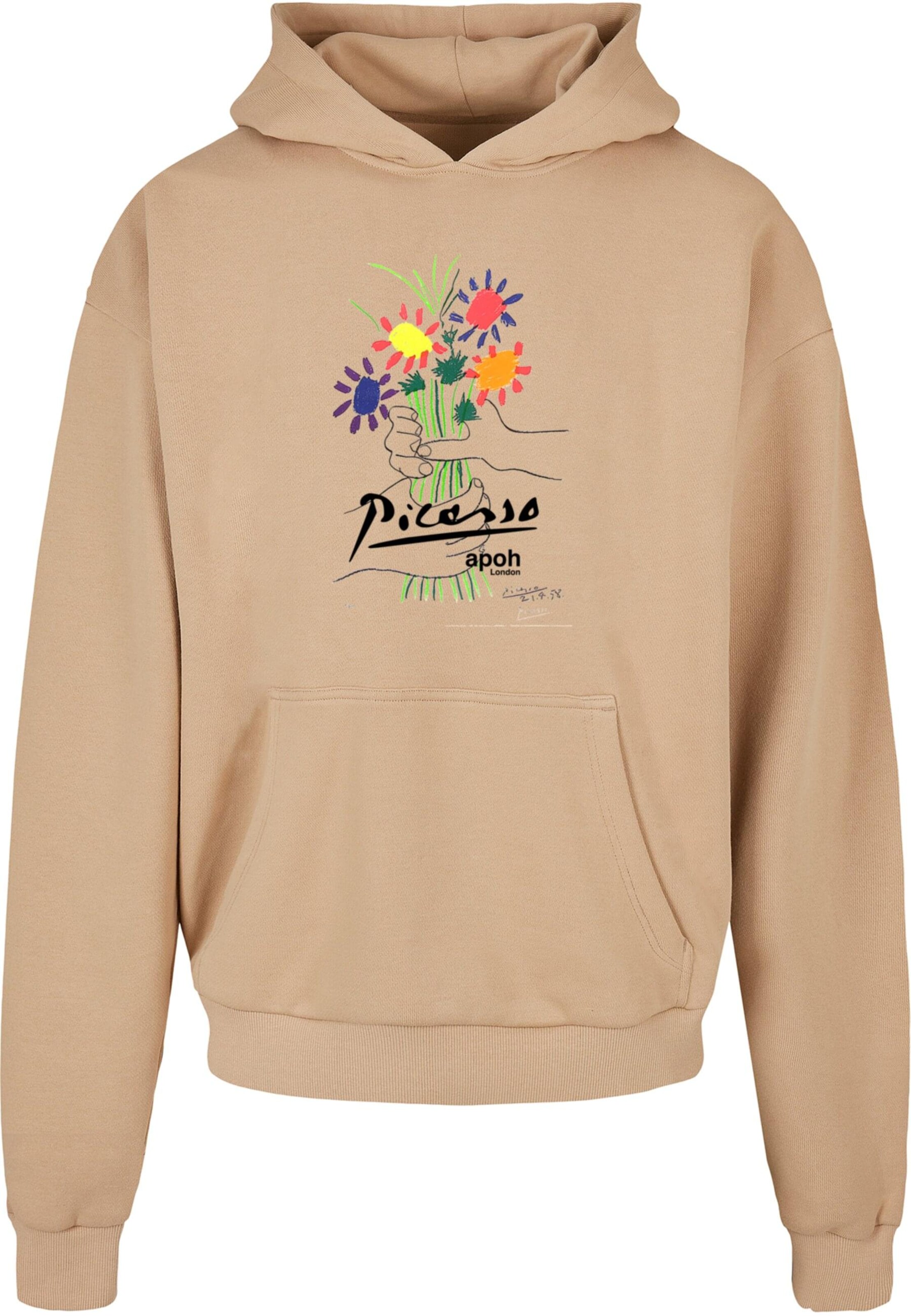 Merchcode Sweatshirt 'Apoh - Picasso Flowers of Peace' in Beige: voorkant