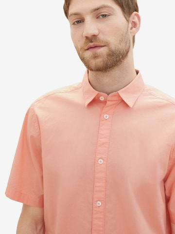 TOM TAILOR Comfort fit Button Up Shirt in Orange