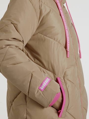 Zwillingsherz Winter Coat 'Good Vibes Only' in Beige