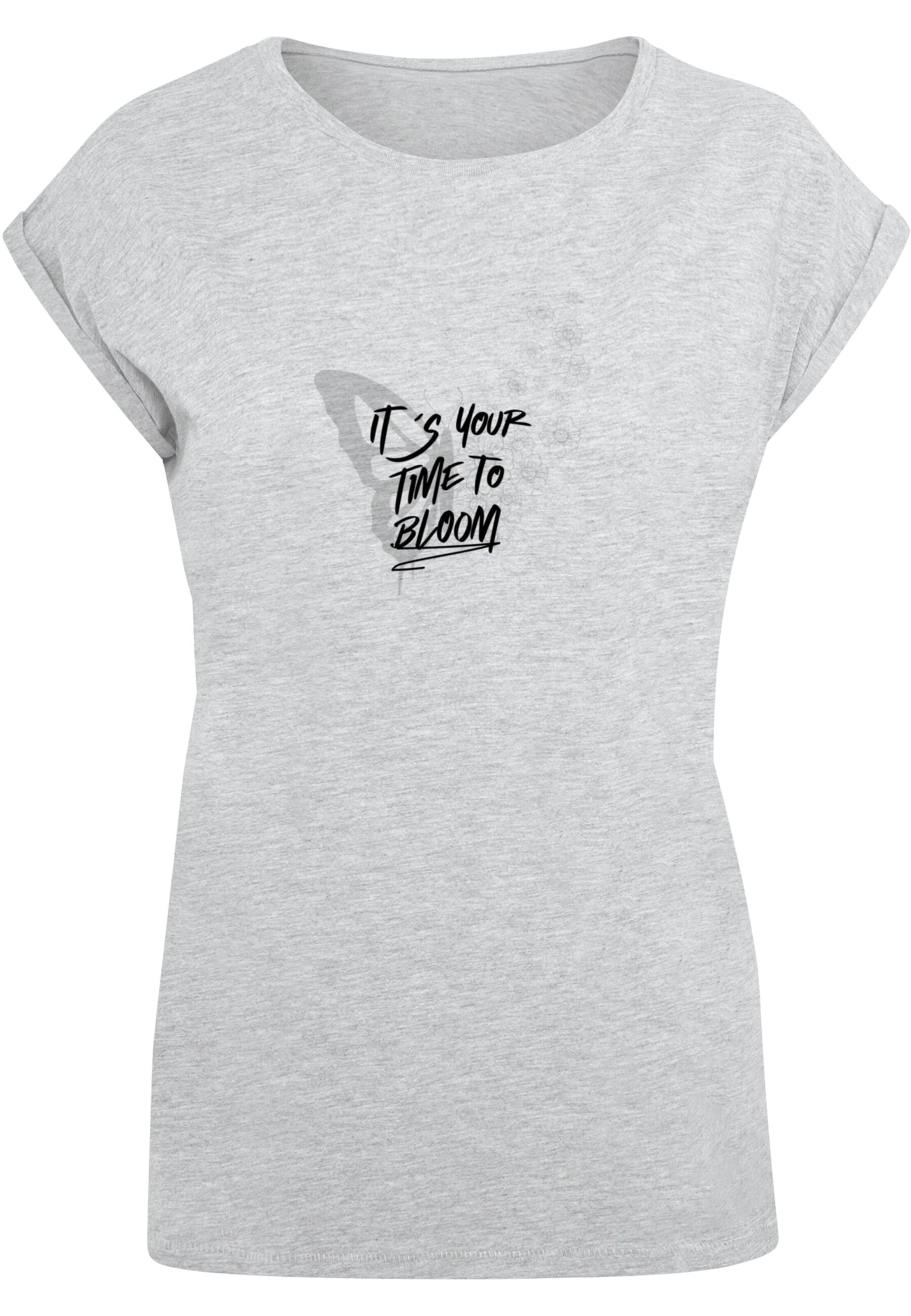 Merchcode Tričko 'Its Your Time To Bloom' – šedá: přední strana