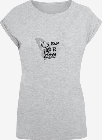 Merchcode T-Shirt 'Its Your Time To Bloom' in Grau: predná strana