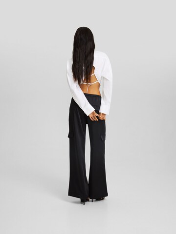 Bershka Wide Leg Hose in Schwarz