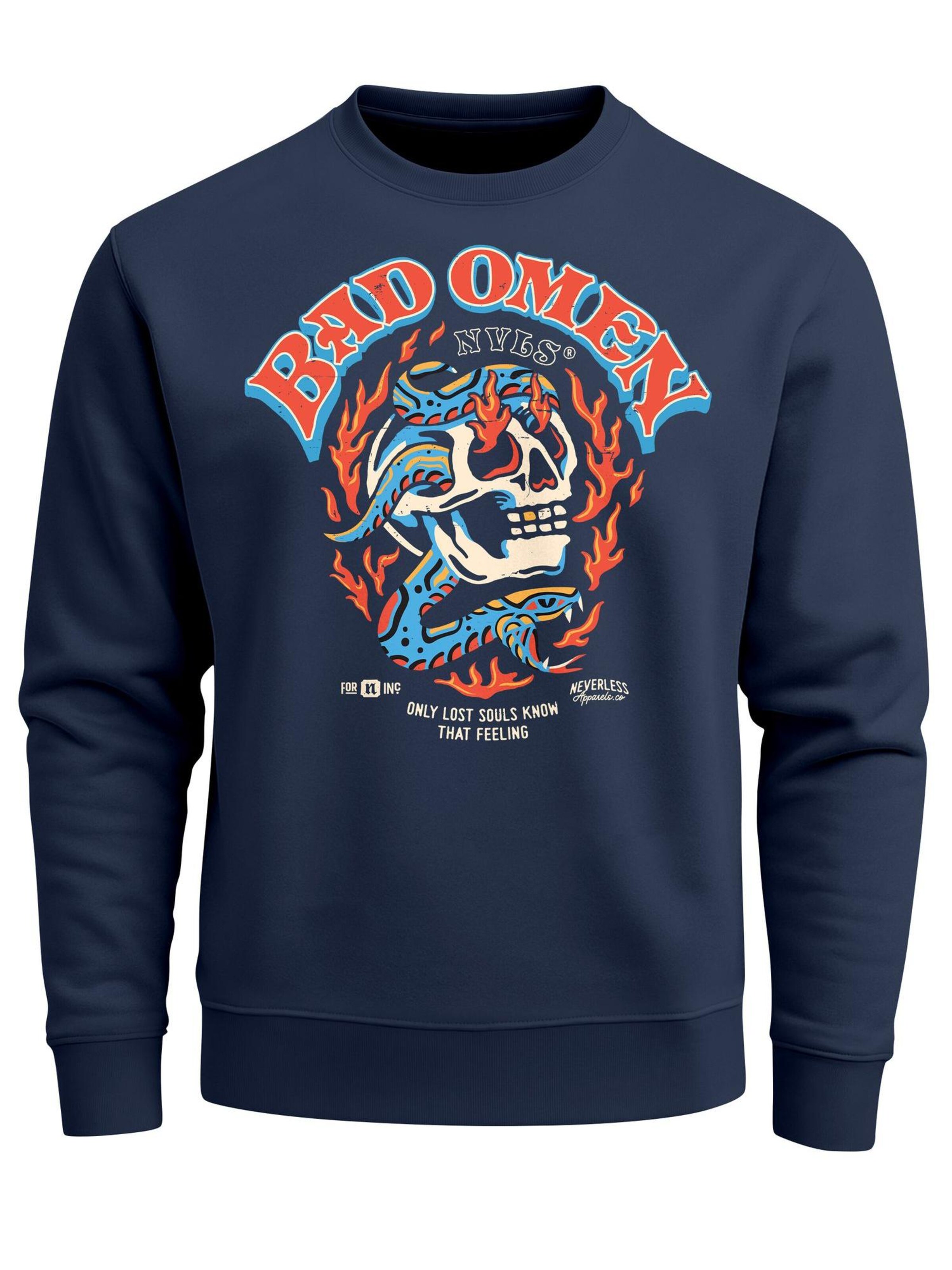 Neverless Sweatshirt 'Bad Omens' in Blue: front