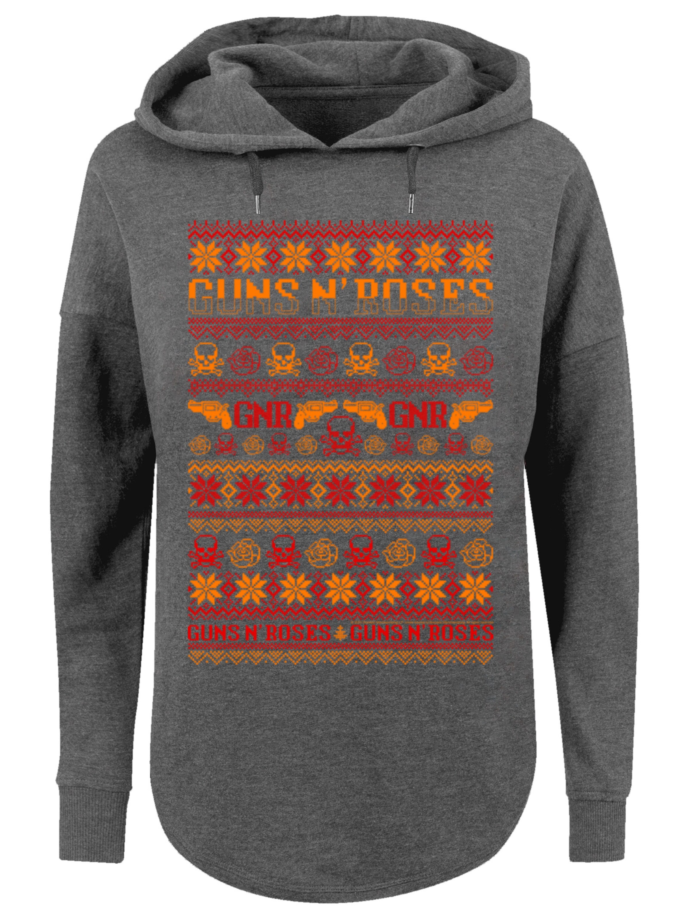 F4NT4STIC Sweatshirt 'Guns And Roses Weihnachten Christmas' in Grau: Vorderseite