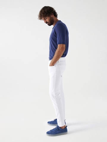 Coupe slim Pantalon chino Salsa Jeans en blanc