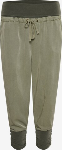 Cream Tapered Broek in Groen: voorkant