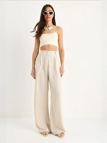 Bianco Lucci Wide Leg Hose in Beige