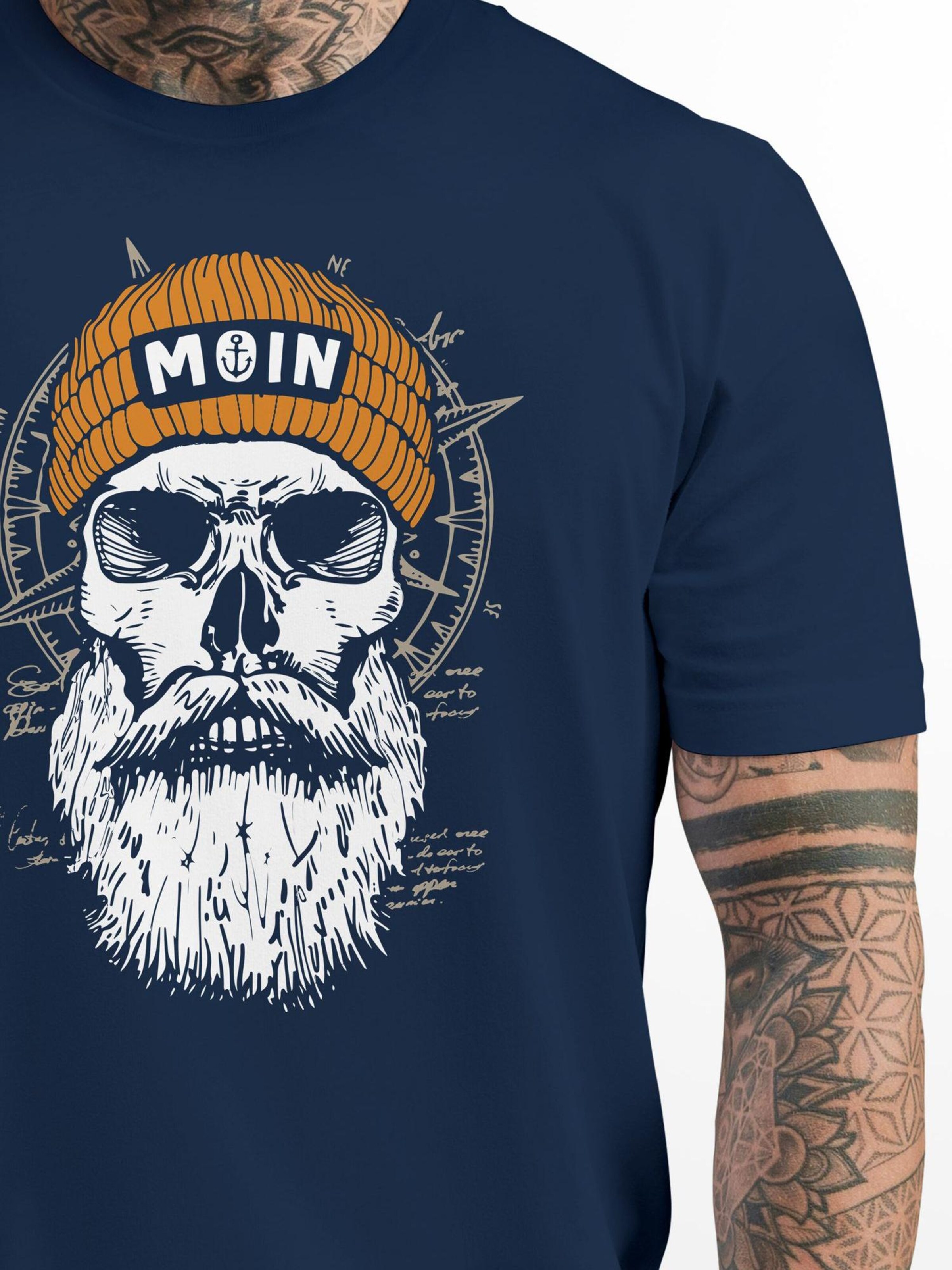 Neverless Shirt 'Skull Moin'‌‌‌ in Blau