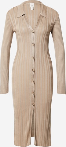 River Island Gebreide jurk in Beige: voorkant