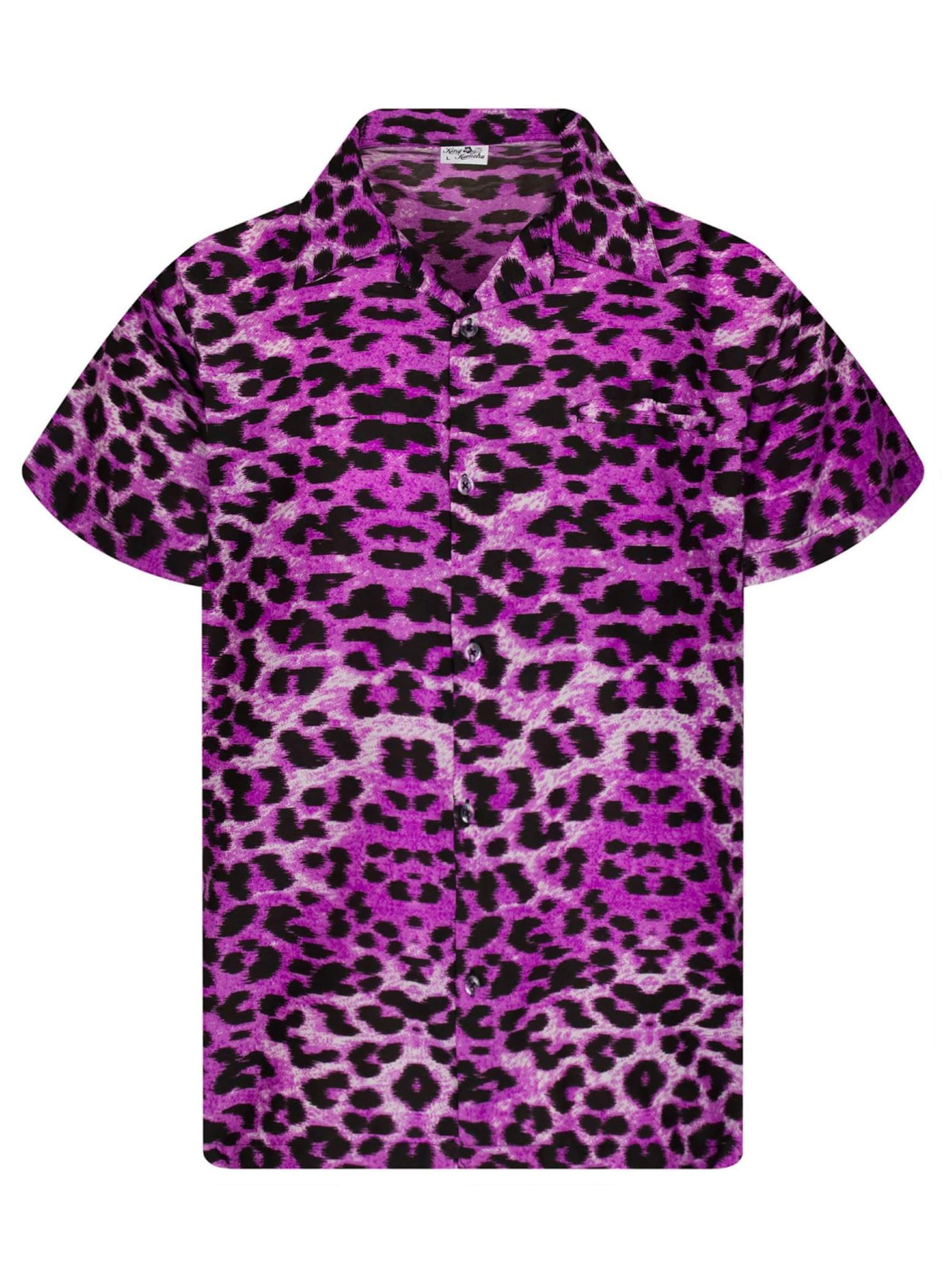 King Kameha Shirt 'Leopard'‌‌‌ in Lila: Vorderseite