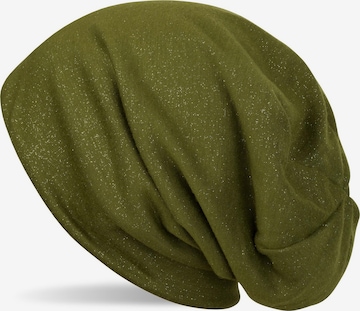styleBREAKER Mütze 'Beanie mit All Over Glitzer' in Grün: Vorderseite