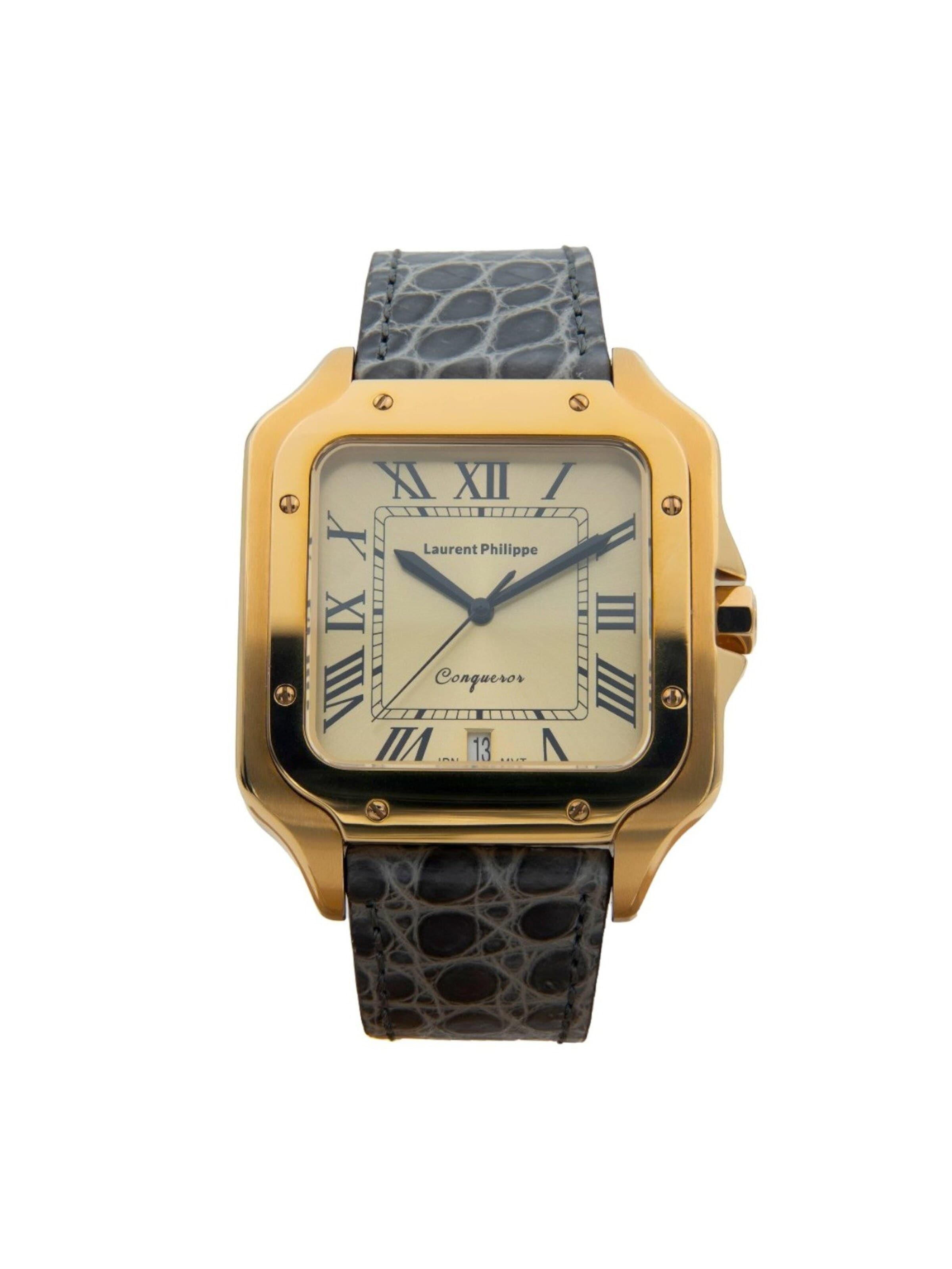 Laurent Philippe - Reloj analógico 'Conqueror The Golden Eye – Platinum Veins' en gris: frente