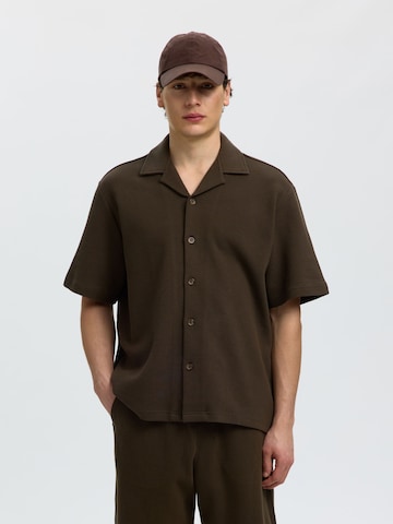 Chemise SELECTED en marron : devant