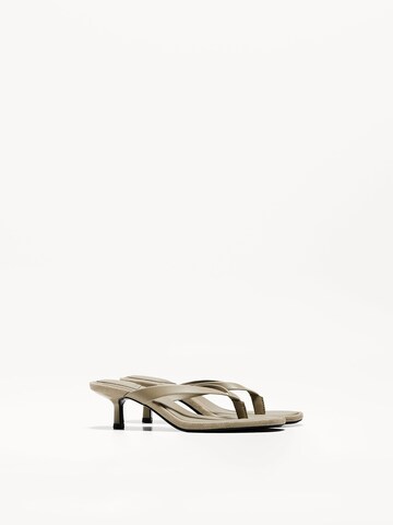 Bershka T-bar sandals in Beige