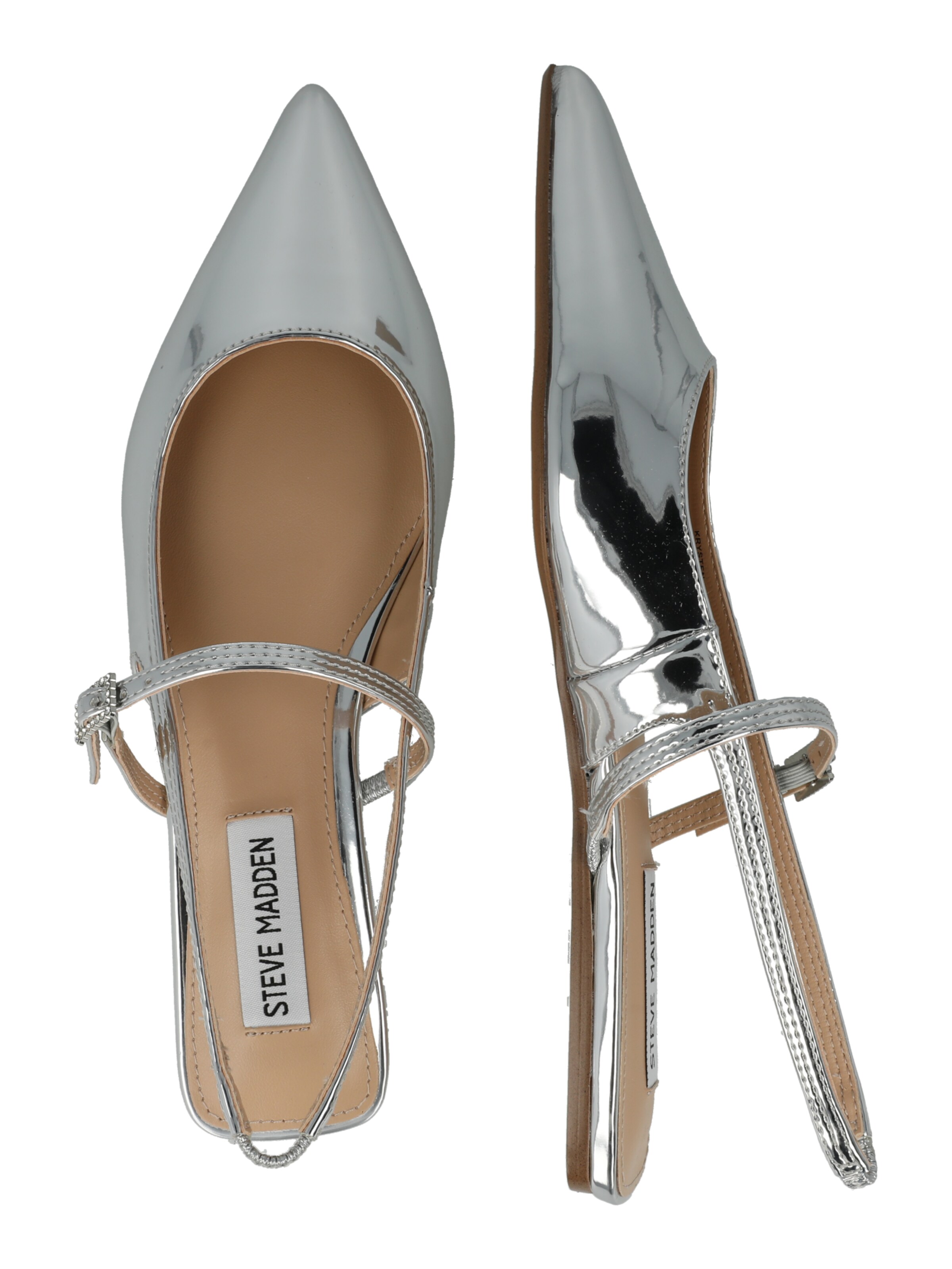 STEVE MADDEN Ballet Flats with Strap 'Krysten' in Silver