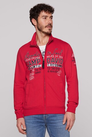 CAMP DAVID Zip-Up Hoodie in Red: front