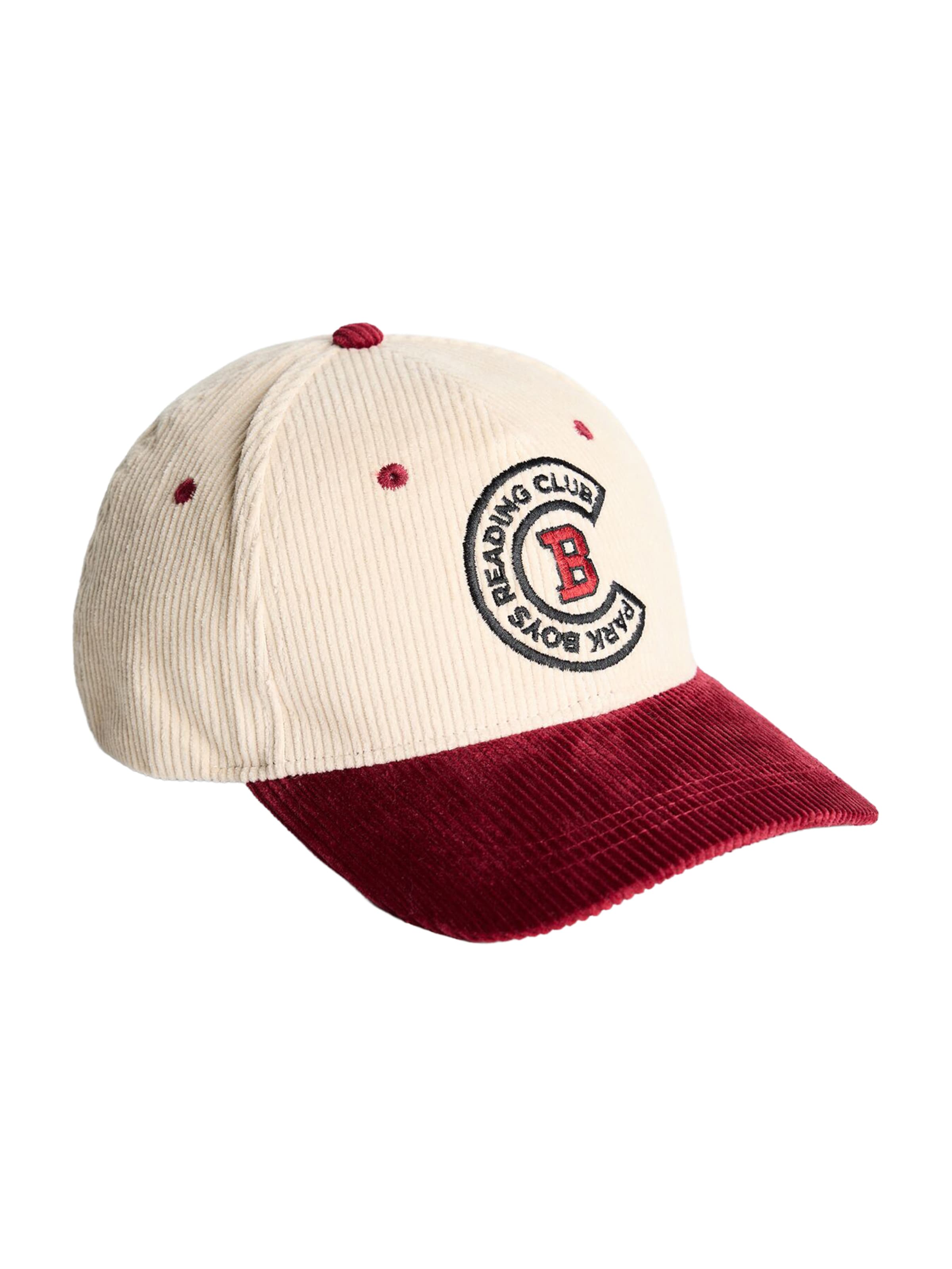 Bershka Hætte i ecru / bordeaux / sort, Produktvisning