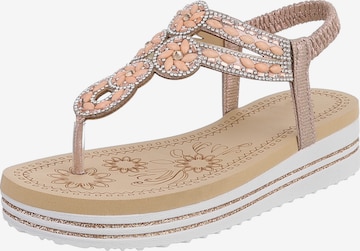 Ital-Design T-Bar Sandals in Beige: front