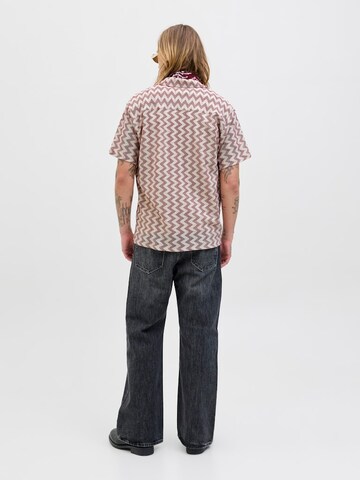 JACK & JONES Comfort fit Button Up Shirt 'JORSummer Luke' in Red