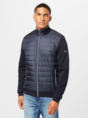 bugatti Zip-Up Hoodie in Blue: front