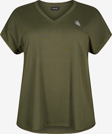 Active by Zizzi Shirt 'BASIC' in Groen: voorkant