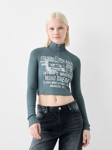 T-shirt Bershka en bleu : devant