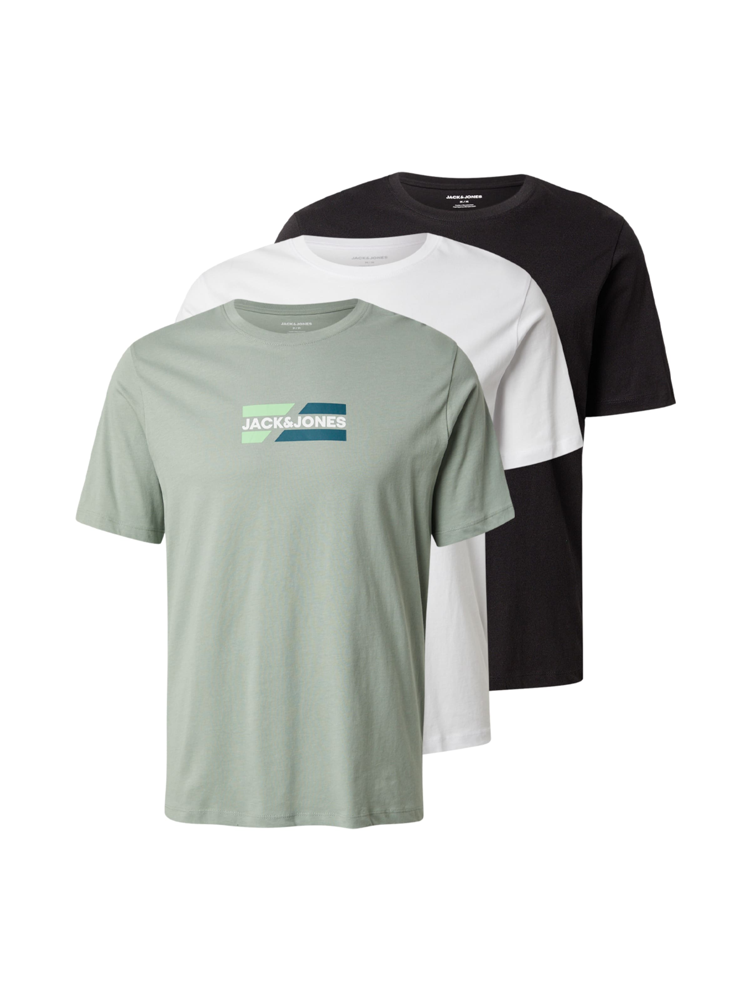 JACK & JONES Футболка в Лайм / Изумрудный / Пастельно-зеленый / Черный / Белый, Обзор товара