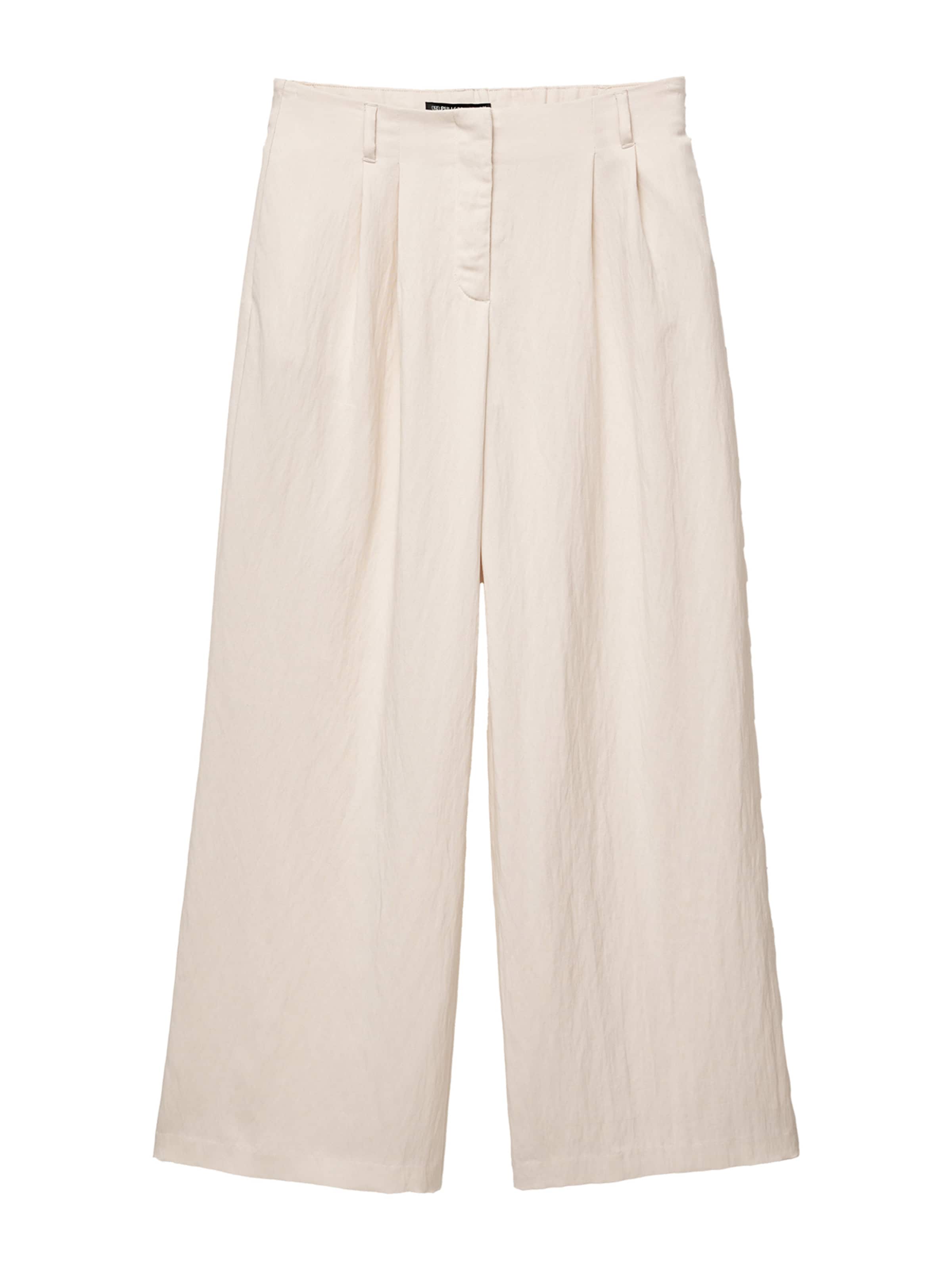Wide Leg Pantalon à pince Pull&Bear en beige : devant