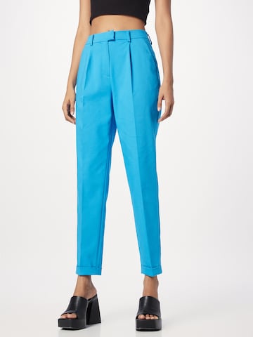 MORE & MORE Regular Pleat-Front Pants in Blue: front