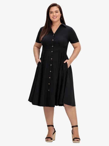 SHEEGO Shirt Dress in Black: front