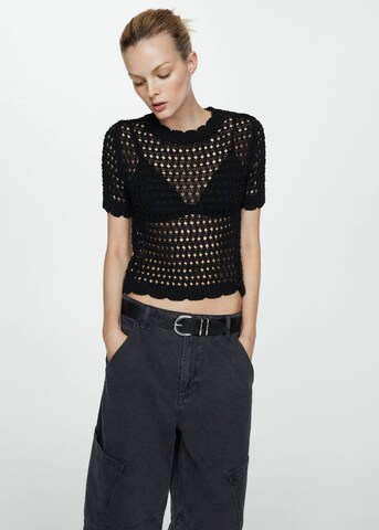 Pull-over 'Thai' MANGO en noir : devant