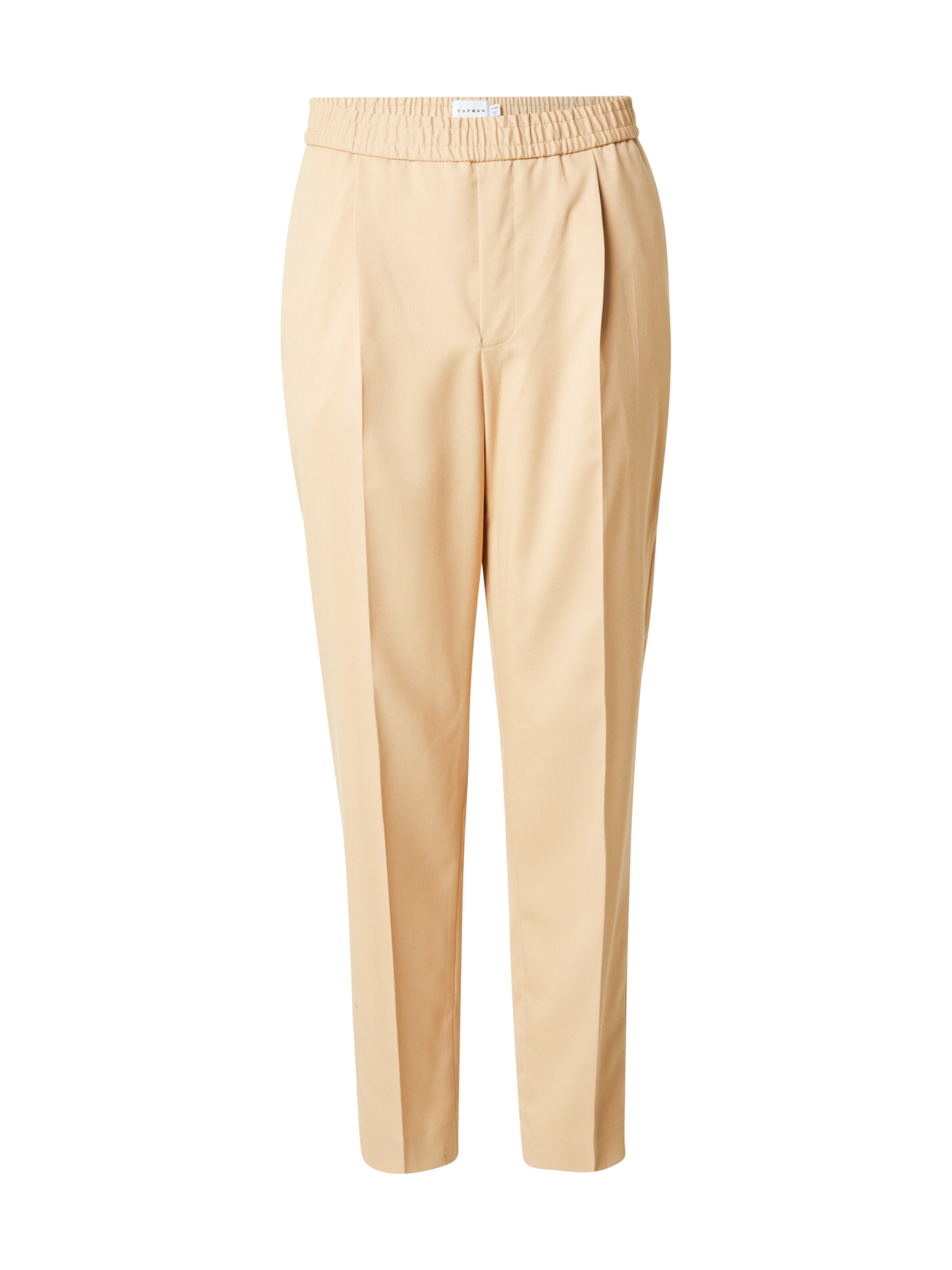 TOPMAN Tapered Bukser med lægfolder i beige: forside
