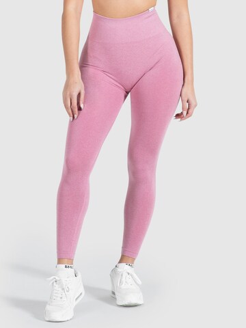 Skinny Pantalon de sport Smilodox en rose : devant