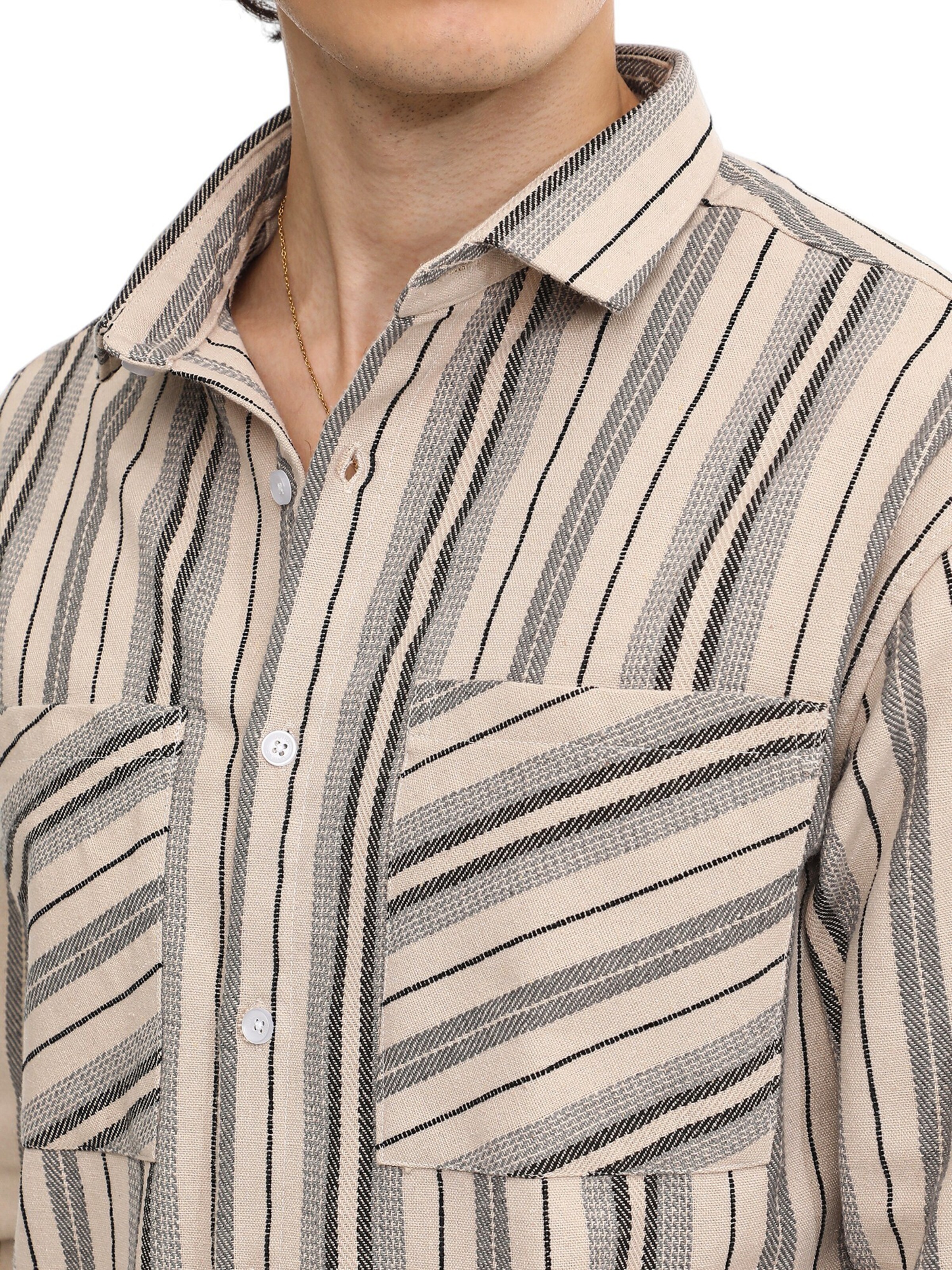 Campus Sutra Comfort Fit Πουκάμισο 'Zibiah' σε μπεζ