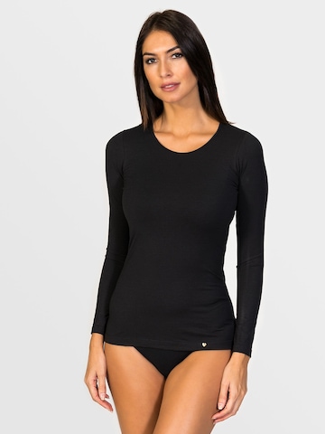 zd ZERO DEFECTS Unterhemd 'Artemisa Long-sleeve top soy fiber' in Schwarz: Vorderseite