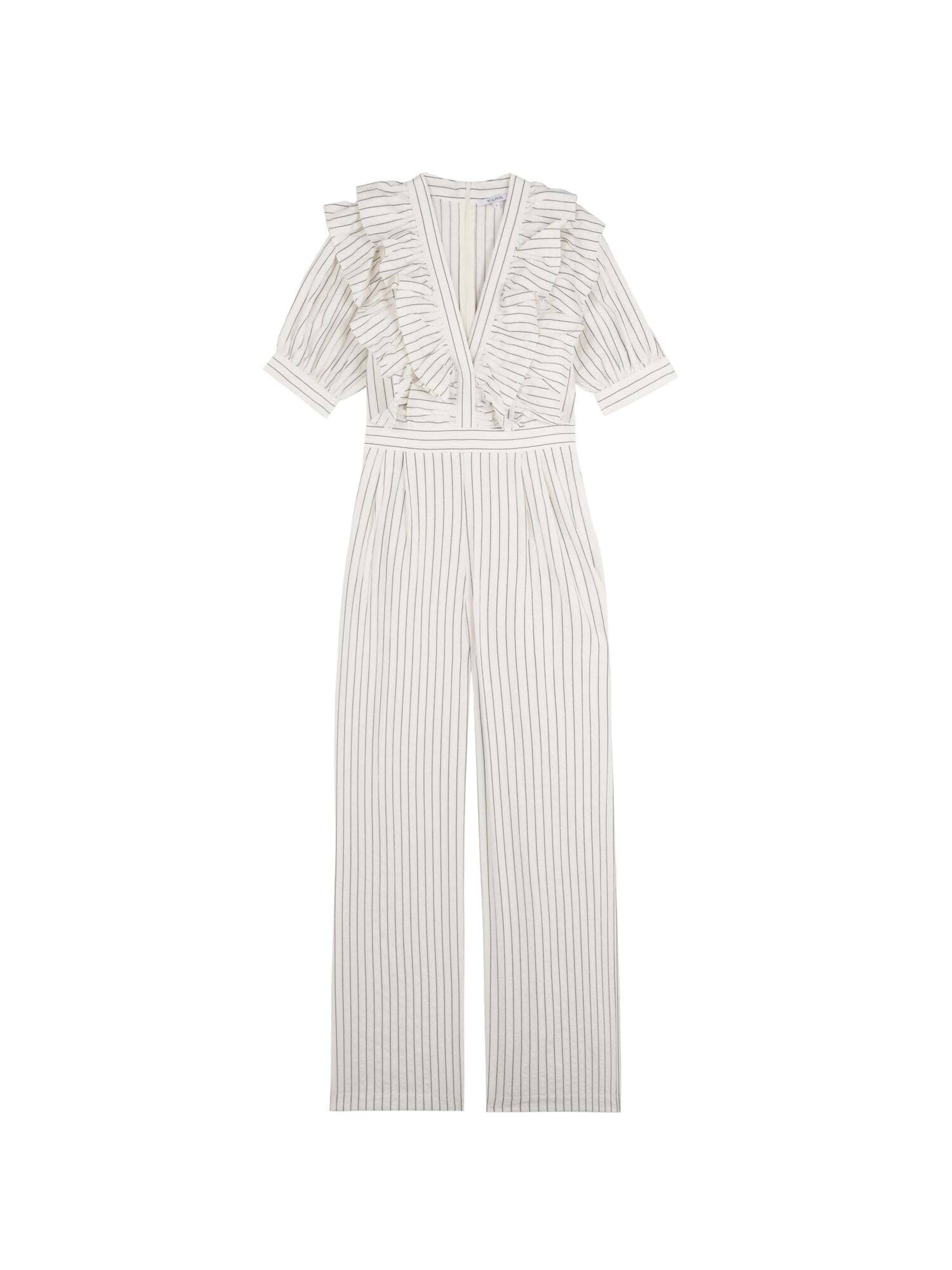 Scalpers Ruffle Stripes Jumpsuit ' ' in Blau: Vorderseite