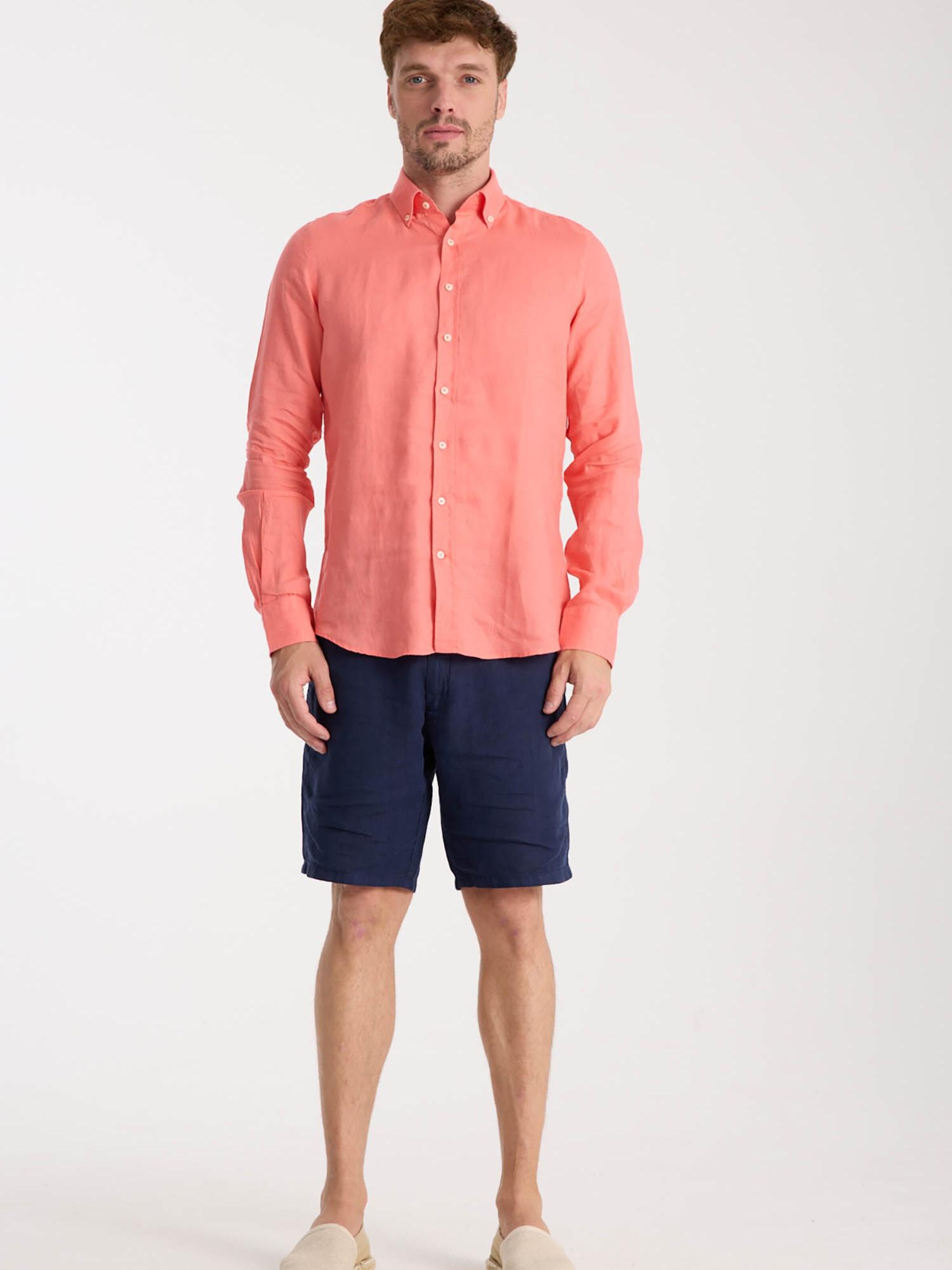 Slim fit Camicia business 'Leonardo Linen Man Shirt' di 7Camicie in rosso