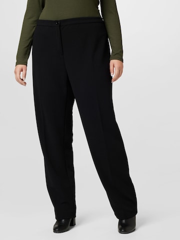 Persona by Marina Rinaldi Regular Trousers with creases in Black: front