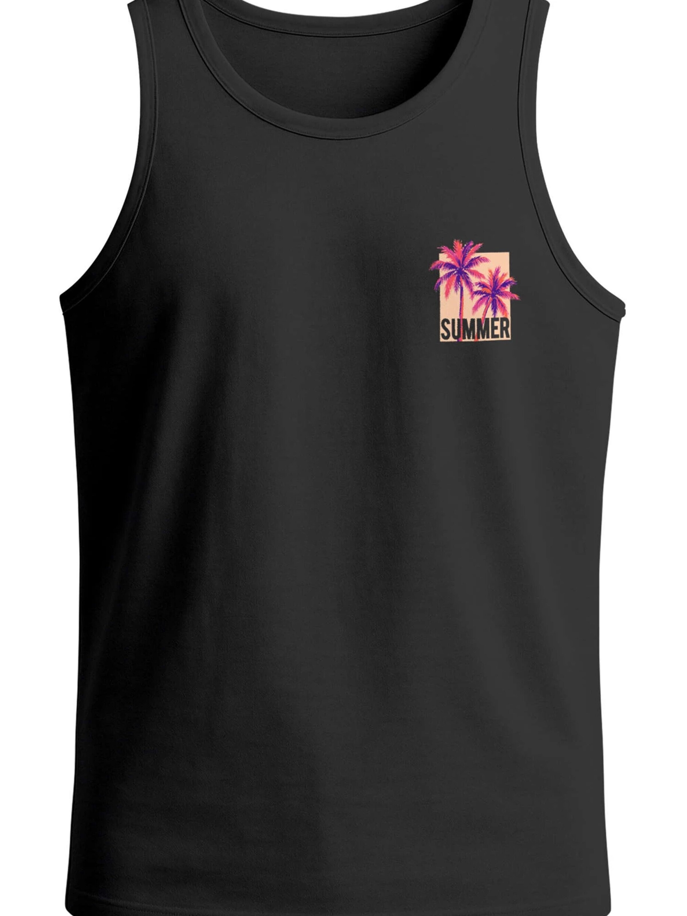Neverless Shirt 'Palme Summer' in Black