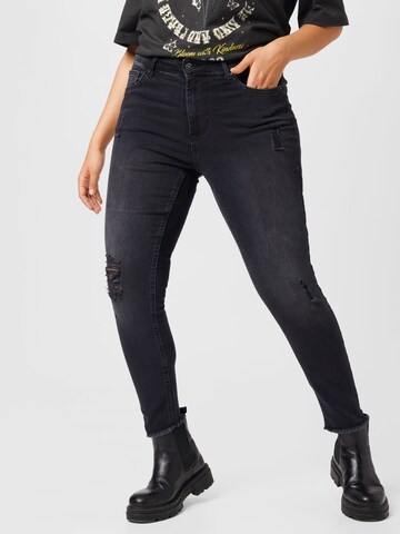 ONLY Carmakoma Slimfit Jeans 'Willy' i svart: framsida