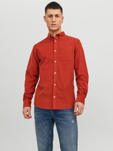 JACK & JONES Slim fit Button Up Shirt in Red